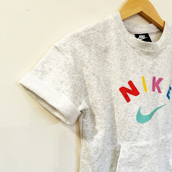 Girls Nike Cropped Short Sleeve Sweatshirt Sz L - Picture 4 of 7